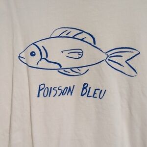 Madewell Oversized White t-shirt Blue fish size small